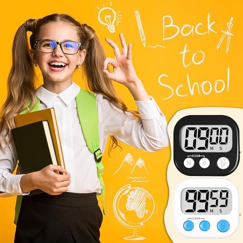 ZILLEEN Digital Kitchen Timers for Cooking Kids Black White 6 Pack - Image 6