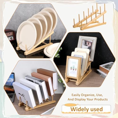 5 Pack Wooden Dish Rack Wooden Plate Stands - Image 5