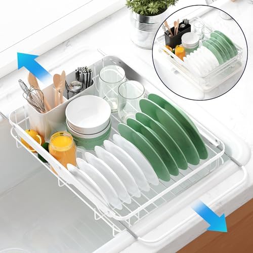 Kitsure Dish Drying Rack for Kitchen Counter, 12.2''W x 15.7''~23''L by Kitsure