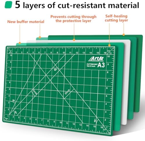 ArtAt Self Healing Cutting Mat:【10 Pack Cutting Mat 12″x 18″】 Green Double - Image 4