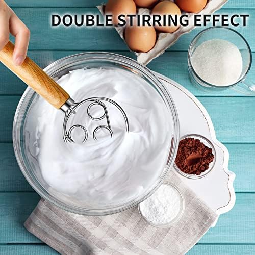TEEVEA Danish Dough Whisk Wooden Handle Stainless Steel - Image 4