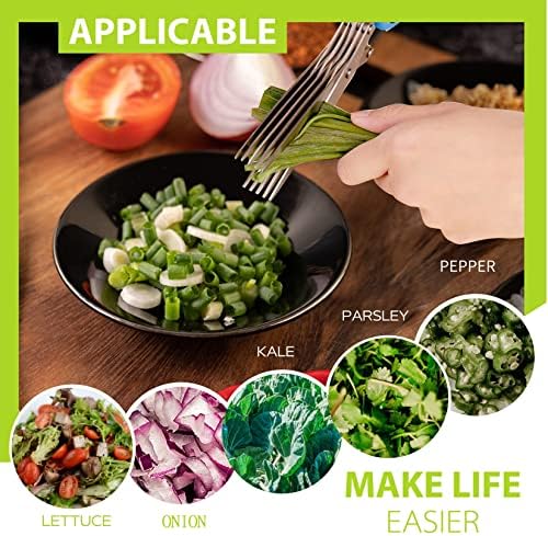 Herb Scissors with 5 Blades & Cleaning Kit, Stainless Steel Kitchen Shears - Image 2