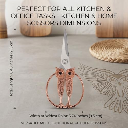 XSNBRD Kitchen Shears Heavy Duty, Rose Gold Stainless Owl Scissors. - Image 2