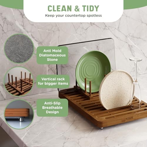 NIUM Stone Drying Mat for Kitchen Counter & Bamboo Rack - Image 2