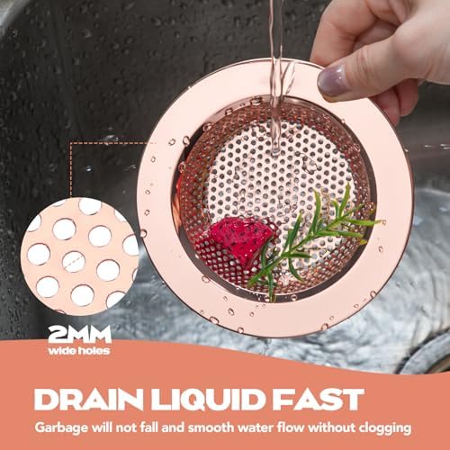 Retisee 2 Pcs Kitchen Sink Drain Strainer 4.4 Inch, Rose Gold - Image 3