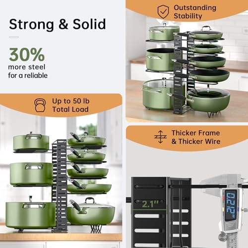 MUDEELA 8-Tier Adjustable Pots and Pans Organizer Rack under Cabinet - Image 7