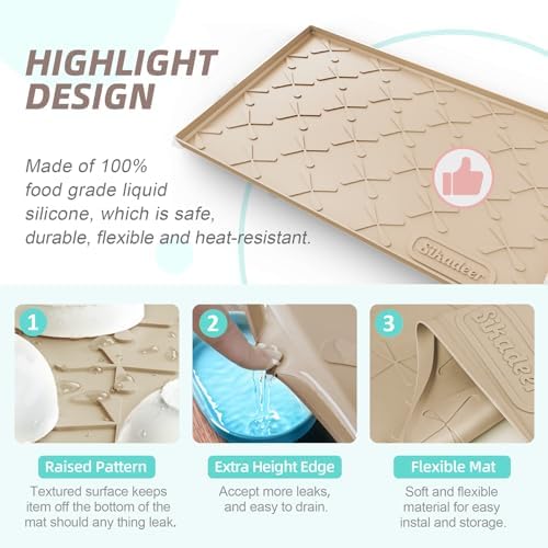 SIKADEER Waterproof Under Sink Mat Silicone 25"x19", Kitchen Cabinet Liner - Image 4