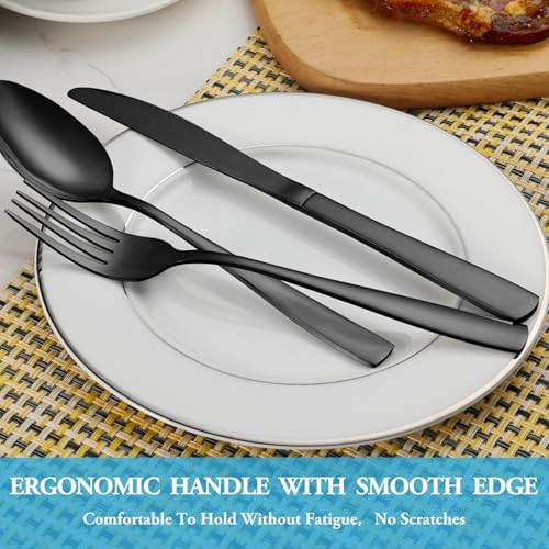 30 Pcs Black Silverware Set, Stainless Steel Flatware Set Service - Image 5