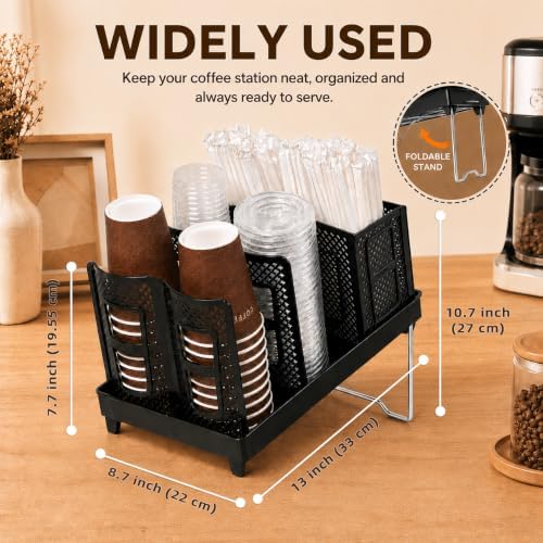 Cup and Lid Holder, Adjustable 6-Slot Coffee Cup Organizer - Image 3