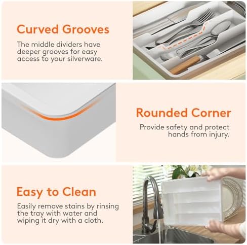 Lifewit Silverware Drawer Organizer Tray, Plastic Cutlery Storage - Image 6