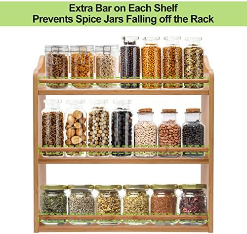 3 Tier Bamboo Spice Rack Wall Mount or Countertop, Spice Organizer - Image 5