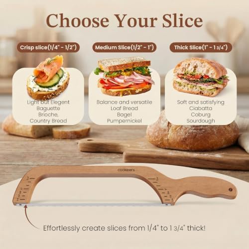 Sourdough Bow Bread Knife With thickness Scale–Large Bread Slicer - Image 3