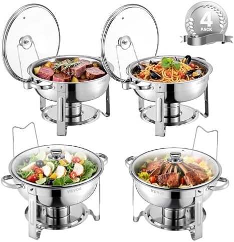 VEVOR Chafing Dish Buffet Set, 5 Qt 4 Pack, Stainless Steel Chafer by VEVOR