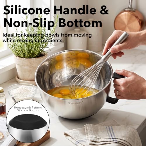Rorence Mixing Bowls with Lids Set, 3 Grater Attachments, 3 & 5 Qt - Image 6