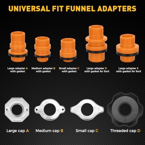 20-Piece No-Spill Coolant Funnel Kit, Cooling System Funnels Kits, Spill Proof - Image 2