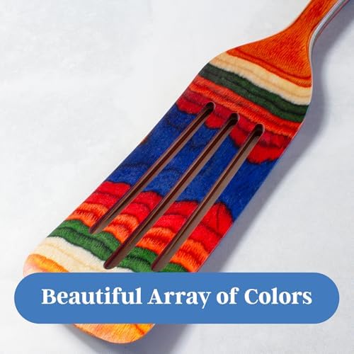 Baltique Marrakesh Collection Colorful Wooden Slotted Spurtle Spatula - Image 5