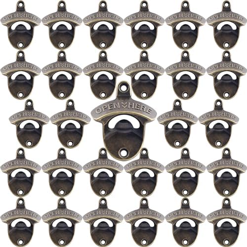 30 PCS Stainless Beer Bottle Top Opener Wall Mounted Retro Bronze by Wallmountedbottleopener