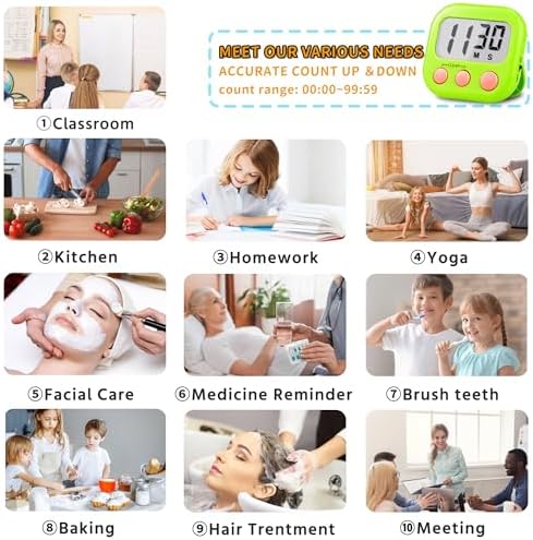 Timer for Kids Digital Kitchen Timers for Cooking- 12 Pack Blue Green - Image 4