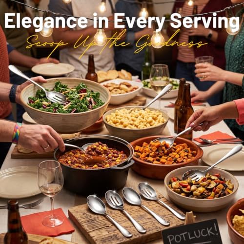 VIVANI 4-Piece Serving Spoons Set, 8.5-Inch Serving Spoon and Slotted Spoon - Image 6