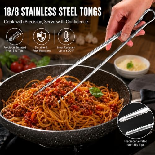 Precision Serrated Non-Slip Tips Cooking Tweezers, Tongs - Image 2