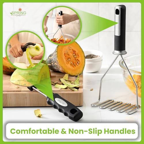 Spring Chef Stainless Steel Potato Masher & Durable Vegetable Peeler Set - Image 6