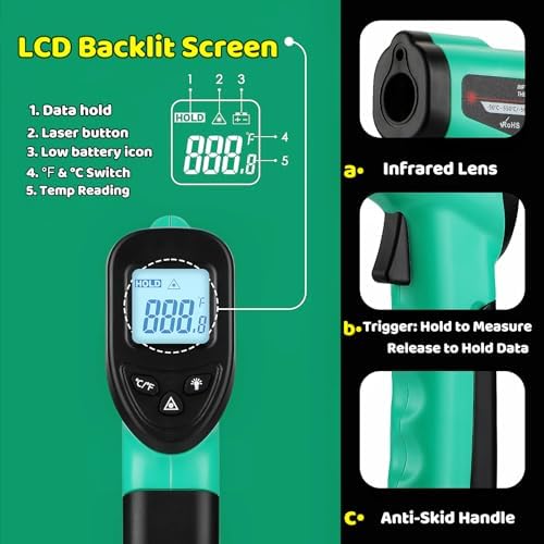 OnniOne Digital Laser Thermometer Temperature Gun - Image 7