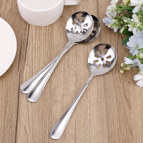 3pcs Slotted Spoons for Soups Dips Cereals, 7.87x1.97in/20x5cm 9-Hole Stainless - Image 3