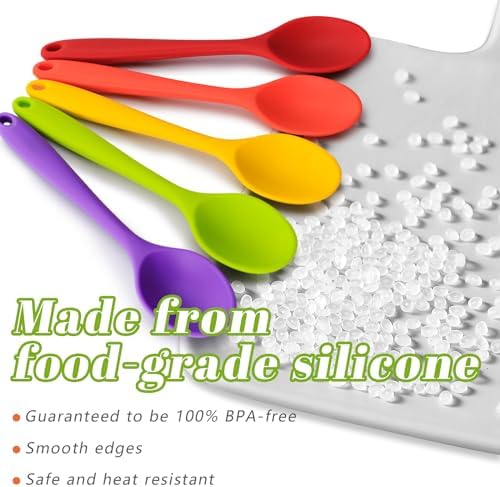 HANSGO 5PCS Small Silicone Spoons, 8 Inch Silicone Mixing Spoons - Image 3