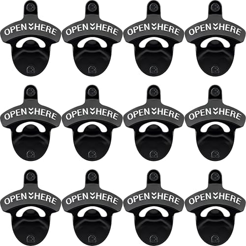 12 PCS Stainless Beer Bottle Top Opener Wall Mounted Bulk Black by Wallmountedbottleopener