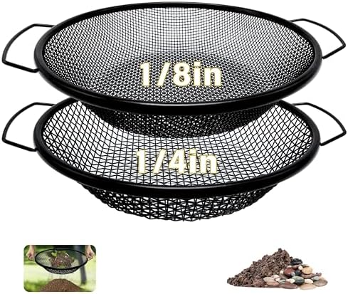 2Pcs Soil Sifter for Gardening, 6mm Grid Rock Sifter for 5 Gallon Bucket by QUTIING%C2%AE