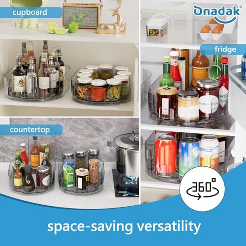 Lazy Susan Turntable Organiser for Fridge, 360°Rotating Spice Racks for Kitchen - Image 4