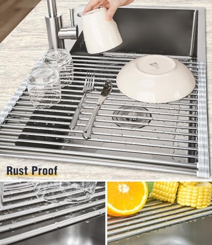Tomorotec Roll Up Dish Drying Rack Over Sink, 304 Steel - Image 2