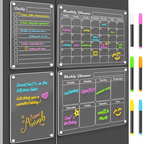 DIYMAG Magnetic Calendar for Refrigerator 4PCS Fridge Magnet Clear Acrylic by DIYMAG