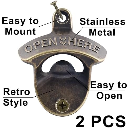 Retro Bottle Opener Wall Mounted Stainless Antique Bronze Beer Cap Opener - Image 2