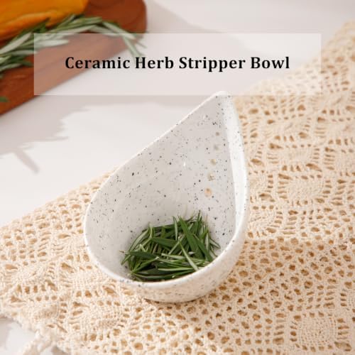 Herb Stripper Bowl, Ceramic Herb Peeling Bowl, Herbs Leaf Stripping Tool - Image 2