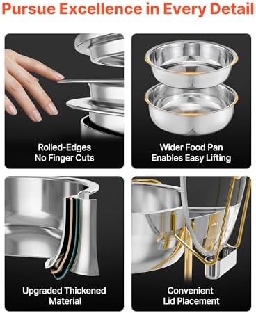 VEVOR Chafing Dish Buffet Set, 5 Qt 4 Pack, Stainless Steel Chafer - Image 3