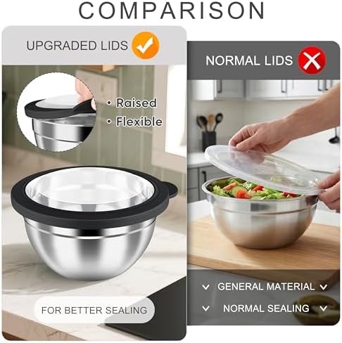HaWare Mixing Bowls with Airtight Clear Lids, 6-Piece Nesting Bowls Set - Image 4
