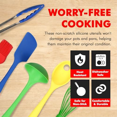 Chef Craft 9 Piece Multicolor Premium Silicone Kitchen Tool Set - Image 3