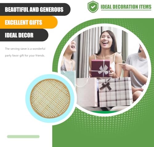 Bamboo Woven Low Basket 14.17 Inch Diameter Multi-Functional Bamboo Sieve Tray - Image 5