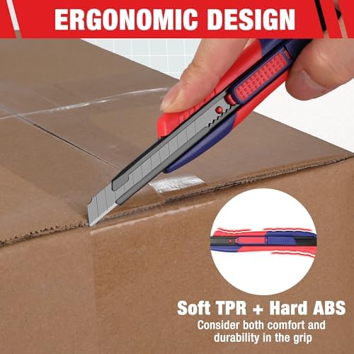 WORKPRO 2-In-1 Safety Utility Knife Retractable Snap-off blade, Metal Box - Image 6