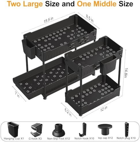 Sevenblue 3-Pack 2-Tier Under Sink Organizers - Image 4