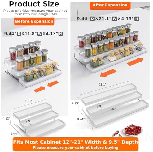 2 Pack Expandable Spice Rack Organizer - Image 2