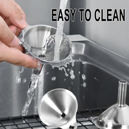 Funnels for Kitchen Bottle Filling, Lmoszuak Mini Stainless Steel Funnels - Image 6