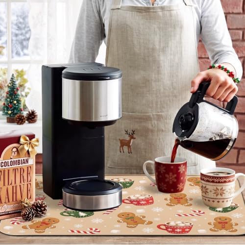 Christmas Gingerbread Coffee Mat 24inx18in, Coffee Bar Mat - Image 2