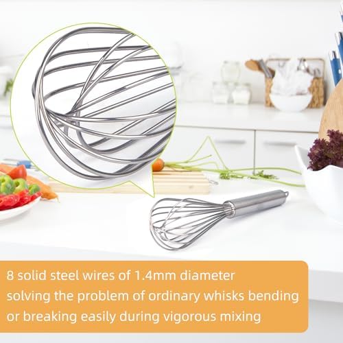 Stainless Steel Small Whisk for Cooking, 8 inches - Image 4