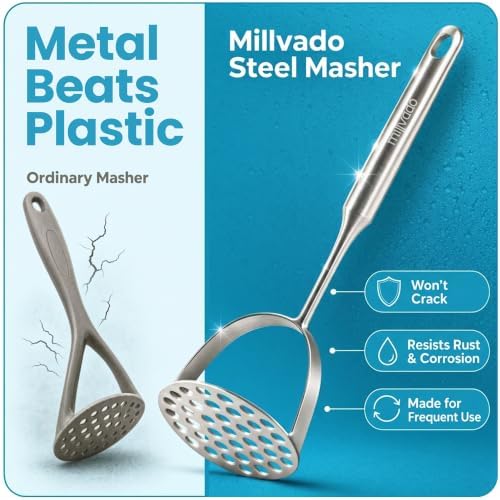 Millvado Potato Masher Stainless Steel, Best Mashed Potatoes Masher Kitchen Tool - Image 6