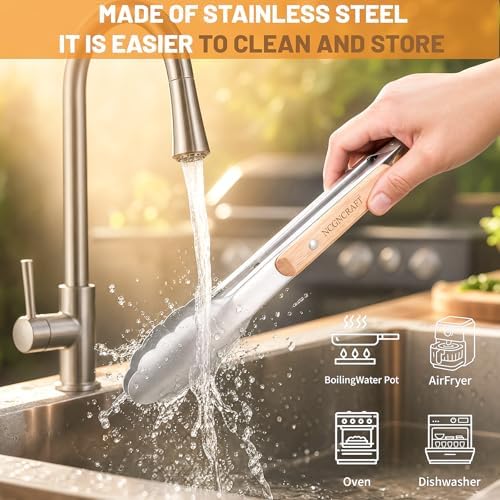 9+12 inch Stainless Steel Kitchen Tongs - Image 5