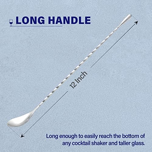 Briout Bar Spoon Cocktail Mixing Stirrers, 12” Long Handle - Image 2