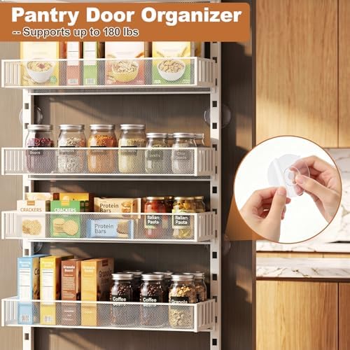 Over the Door Pantry Organizer, 2-in-1 Wall Mount or Hanging Spice Rack - Image 7
