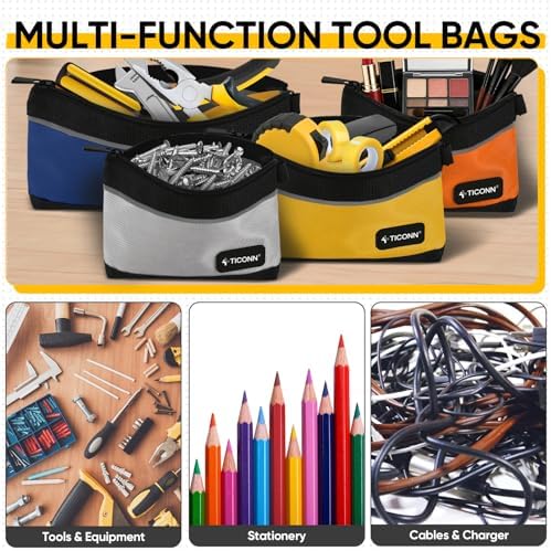 TICONN 9PK Tool Pouches with Zipper, Waterproof 1680D Oxford Small Tool Bag - Image 6